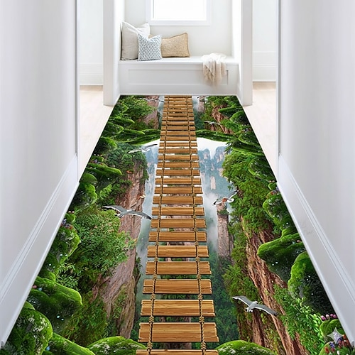 Bereichsteppich für Flur Küche Eingangsbereich floral 3D weich rutschfest anpassbarer Läuferteppich Korridor Treppe Bodenmatte dekoratives großes Teppich Image