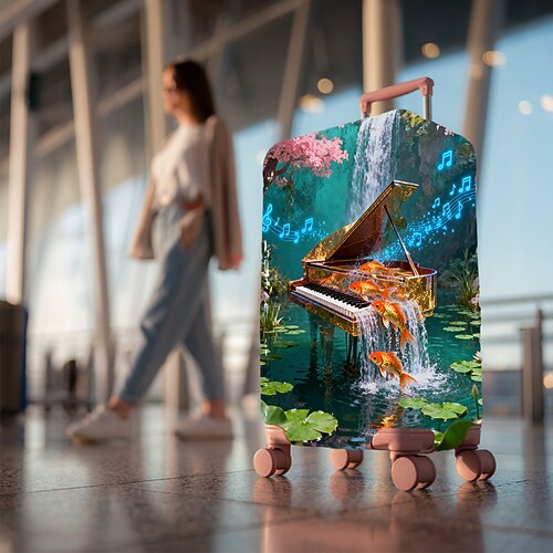 chatgpt sagt: Gepäckhülle im bedruckten Stil, gemusterte Reisekofferhülle, elastische Spandex-Staubschutzhülle für Damen und Herren Image