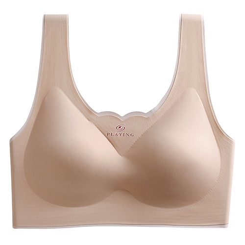Damen Yoga-BH Sport-BH Unterwäsche Push-Up Hosen Geringe Unterstützung Bürgellos Gefüttert Einfarbig Sport Sportkleidung Schwarz Rosa Fitnessstudio Training Laufen Image