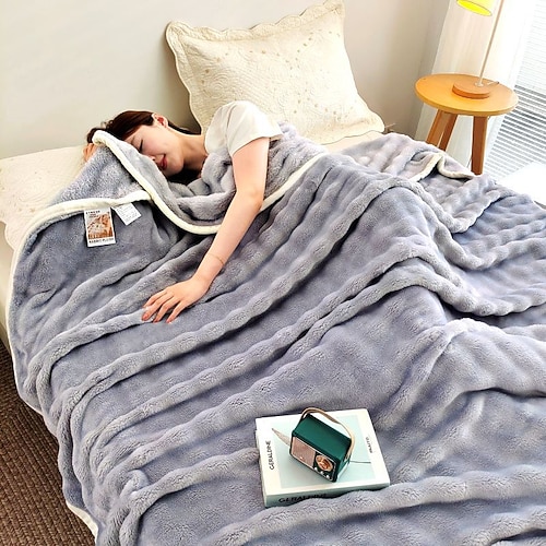 dicke, flauschige Bubble-Fleece-Decke, weiche Flanell-Überwurfdecke für Sofa, Büro, Nickerchen, Bett, leichte, warme Klimaanlagendecke, kuscheliger Schal Image