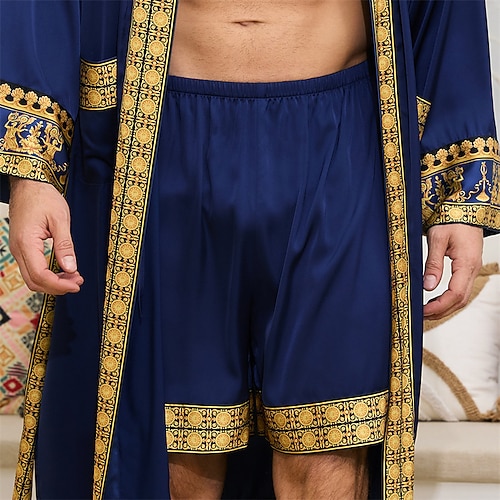 Herren Freizeitkleidung Pyjamashorts Grafikdrucke Mode Klassisch Lässig Heim Täglich Bett Polyester Komfort Weich Atmungsaktiv Shorts Elastischer Bund Sommer Schwarz Weiß Image