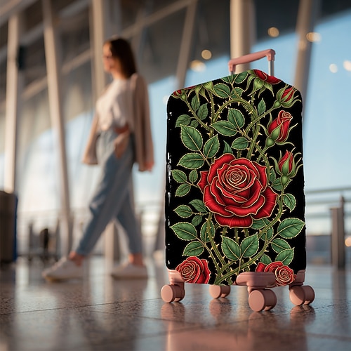 Bedruckte Gepäckhülle im Kunststil, dehnbarer Kofferschutz, elastische Reisegepäckhülle Image