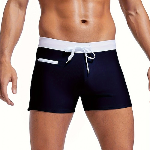 Herren Badeshorts Badehose Bademode Böden Einfarbig Reißverschlusstasche Elastisch Atmungsaktiv Unterteile Surfen Bikini Tauchen Sommer Image