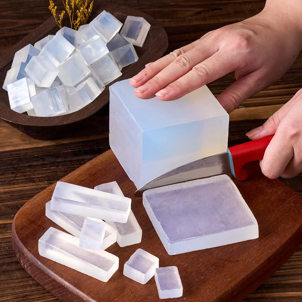 Transparente weiße Glycerin-Seifenbasis, DIY Bio-Vegan-Schmelzseife für handgemachte Aromath-Badewanne, schäumende Butterherstellungswerkzeuge