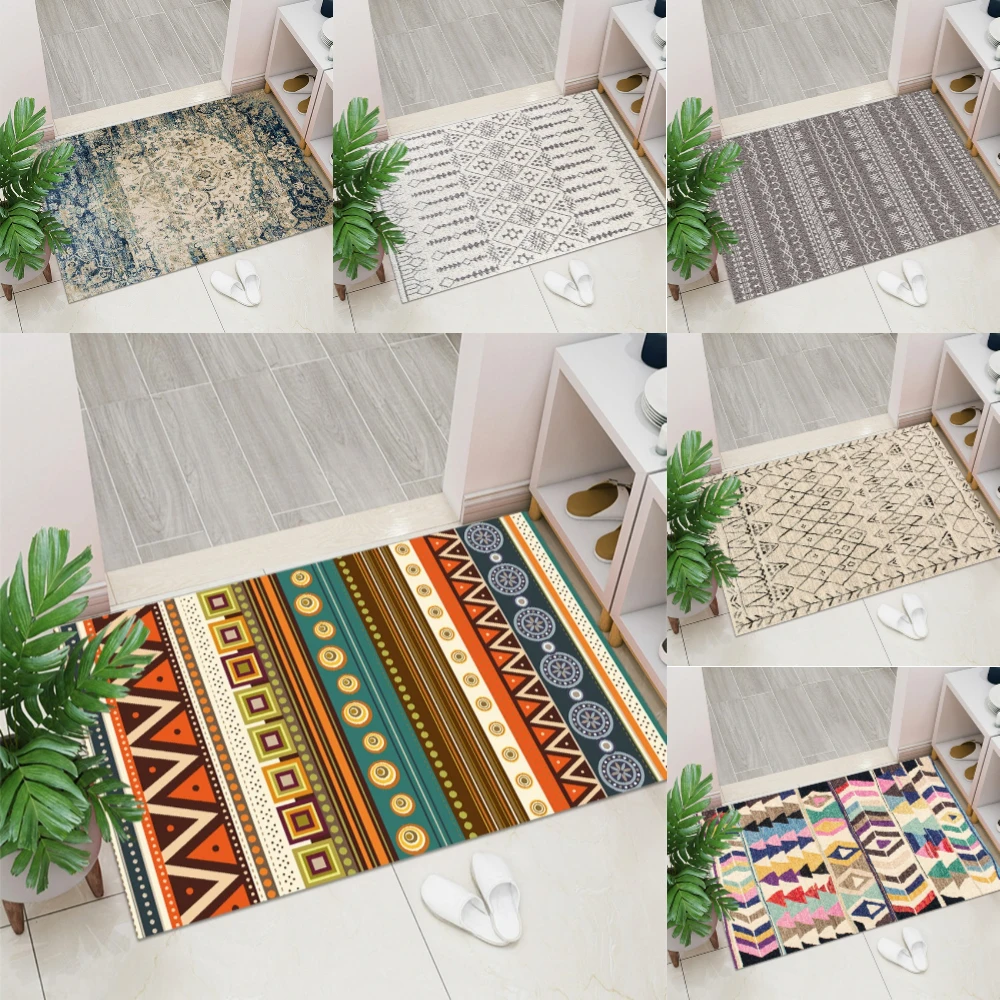 Moderne waschbare Fußmatte im Boho-Stil, Willkommensteppich, Wohnzimmer, Schlafzimmer, Eingangsmatte, Küche, Flur, rutschfeste Boden-Fußmatte Image