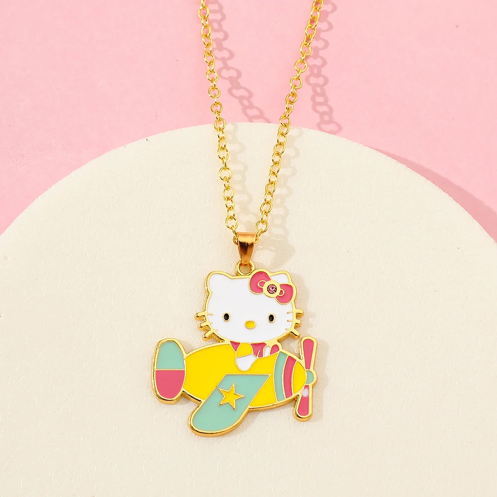 Anime Cartoon Hello Kitty Halskette Niedliches Raumschiff KT Katze Anhänger Halskette für Urlaub Party Zubehör Geschenk