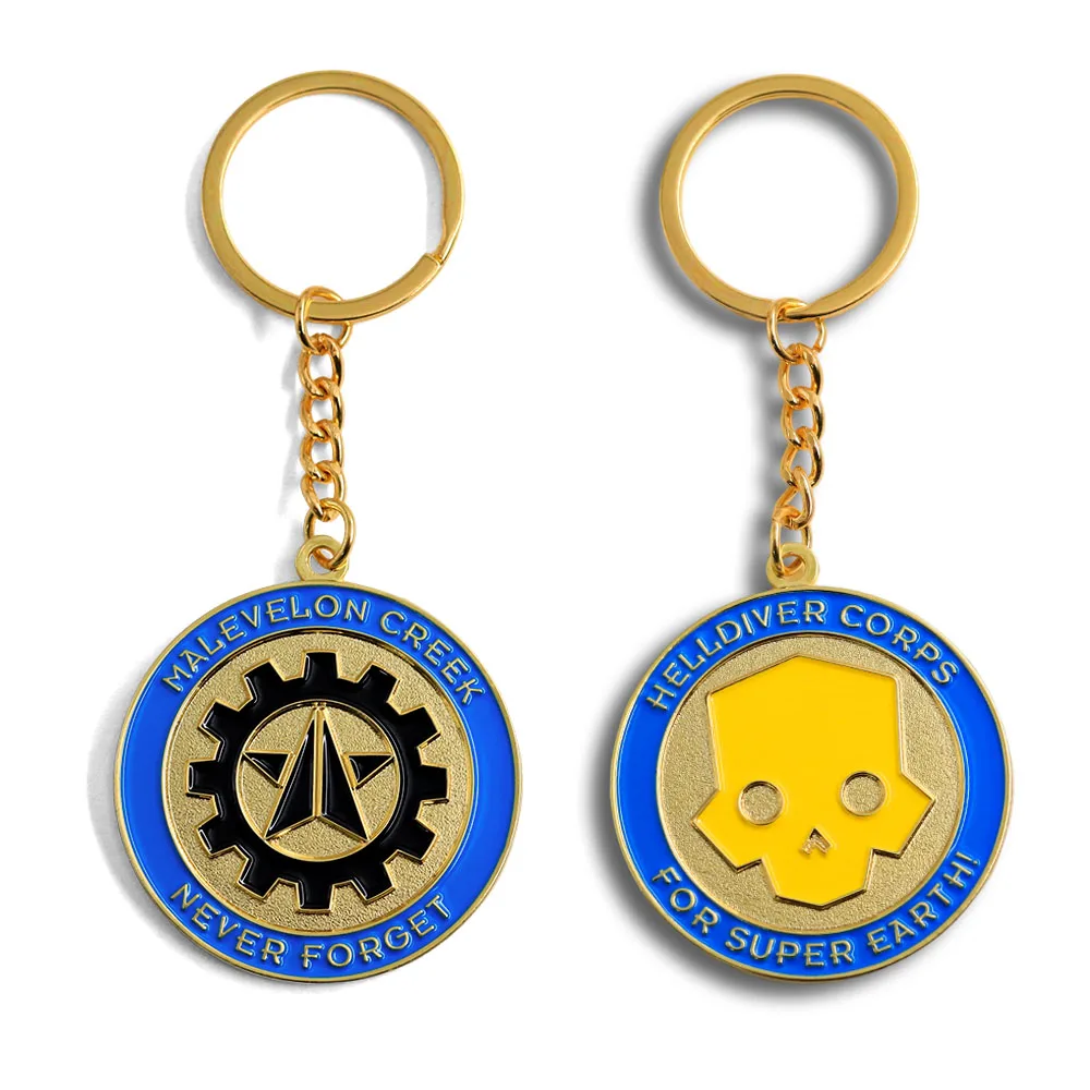 Helldivers2 Corps Emaille-Schlüsselanhänger Malevelon-Creek Skull Schlüsselanhänger Never Forget Anhänger Shooting Gamer Fan Collection Geschenk Image