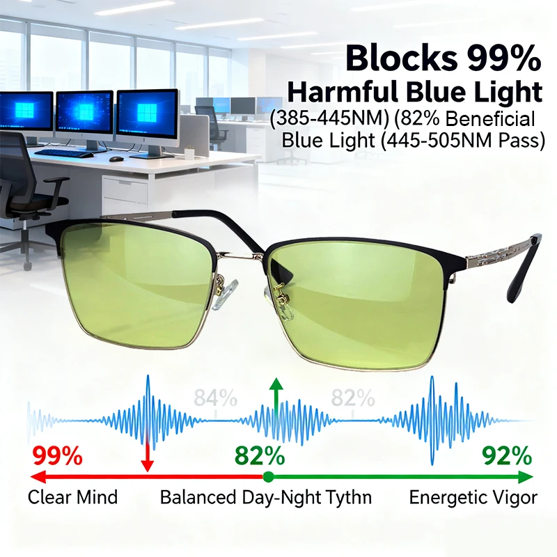 Intelligente Blaulicht-Filterbrille für Männer, Anti-Blaulicht-Lesebrille, tagsübergebrauch, vorteilhaftes blaues Licht, große Größe, 148 mm Image
