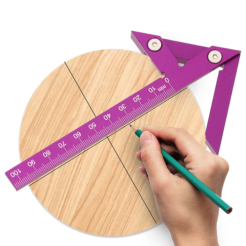 MM Aluminiumlegierung Center Finder Line Gauge, 45/90 Grad Winkelmarkierungslineal, Holzbearbeitung Square Center Scribe, Messwerkzeug Image