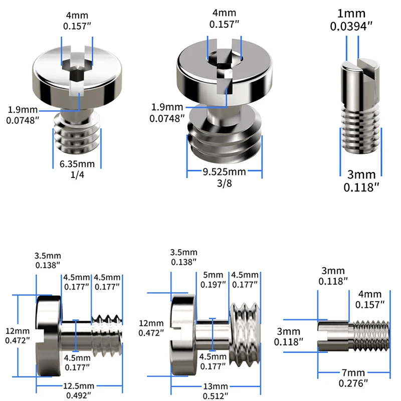 DSLR-Kameraschraube 1/4"-20 & 3/8"-16 & M3-Gewinde Schraubenmuttern für Stativ-Kugelkopf-Schnellwechselplatte für DSLR-Kamerafotografie Image