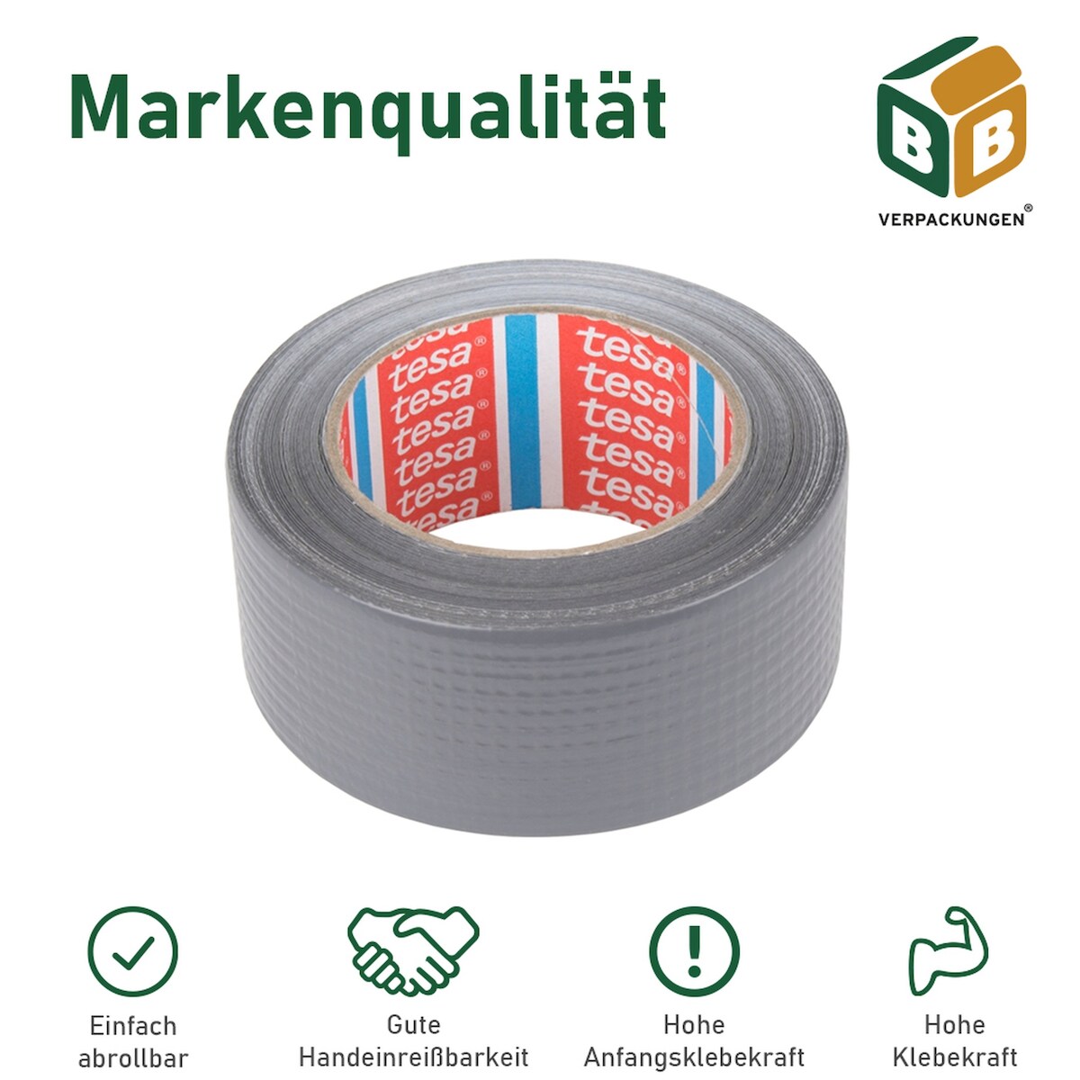 6 x Tesa Panzertape (5 cm x 50 m) grau Gaffa Tape Gewebeband Duct Tape Panzerband Image