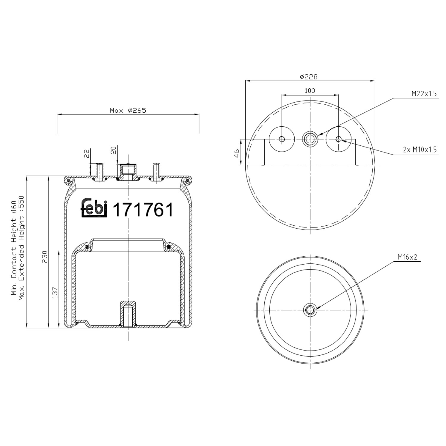 FEBI BILSTEIN Federbalg, Luftfederung DAF 171761 2114130,1915957 Image