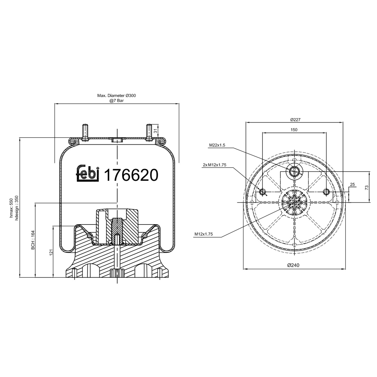 FEBI BILSTEIN Federbalg, Luftfederung 176620 700196084,709377003,9377003 515069174,550025983,09377003 Image