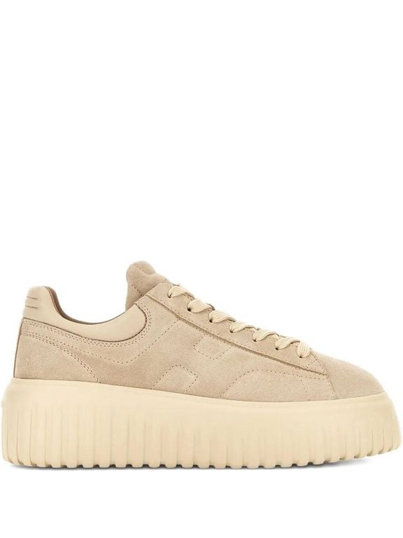 Suede Sneakers With Lace-Up Front - Natural - Hogan Sneakers