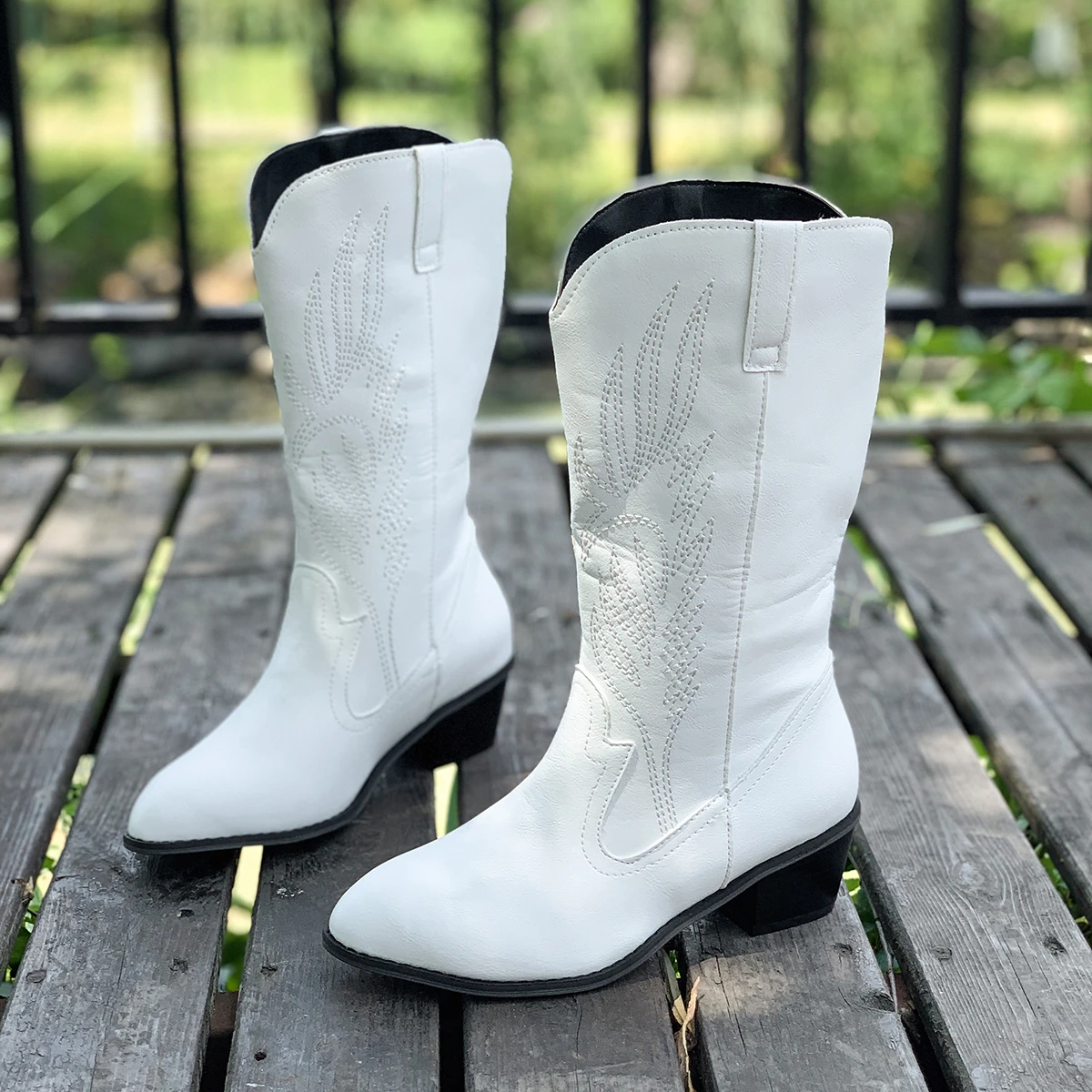 Winter-Punk-Stiefel, modische Slip-on-Schuhe für Damen, elegante dicke Sohle, langer Ritter, lässig, bequem, Cowboy-Stiefel für Damen
