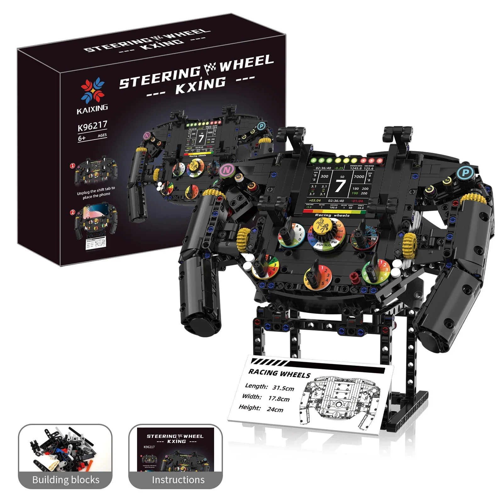 Lenkrad Bausteine Simulation Racing Räder Modell Handy Halter Kind Montage Spielzeug Kreative Weihnachten Geschenk 833PCS Image