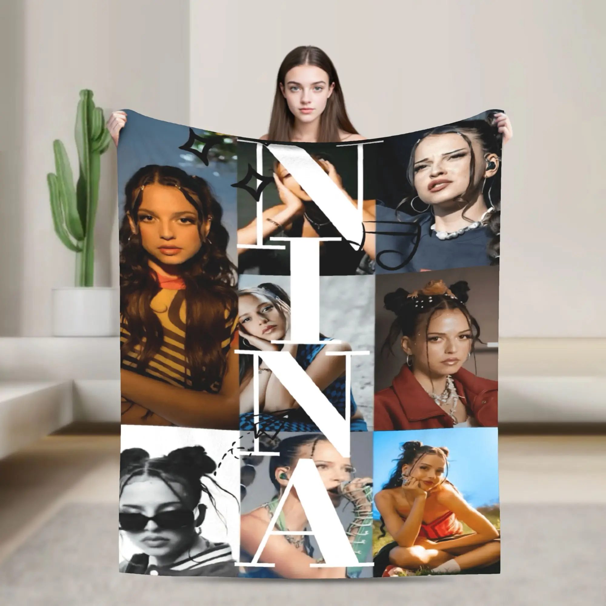 Nina Chuba Musik Sänger Decken Warme Ästhetische Plüsch Decke Für Junge Mädchen Couch Stuhl Flanell Tagesdecke Bett Abdeckung Image