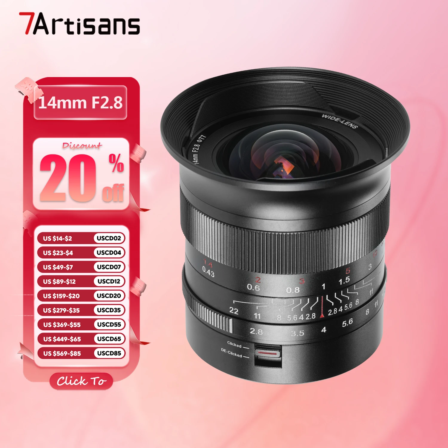 7artisans 14 mm F2,8 Vollformat-Ultraweitwinkel-Prime-Objektiv für Kamerafotografie mit Sony E Canon RF Nikon Z L-Mount Image