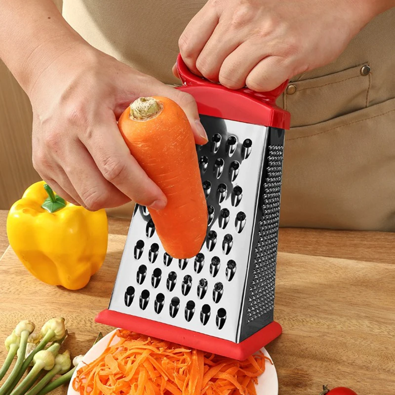 Stainless Steel Four-Sided Cucumber Grater 9 Inches Three Dimensional Multifunctional Carrot Cheese Slicing Kitchen Gadgets