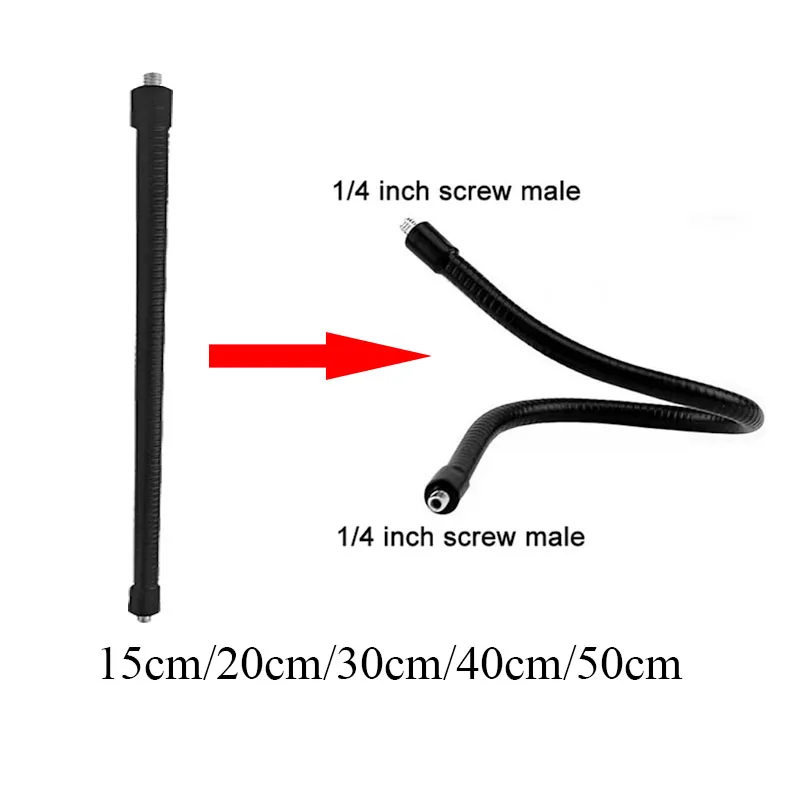 Tuyau flexible pour support de téléphone portable, rallonge de montage à vis, pièces de trépied, caméra de sport, accessoires de téléphone portable, 1/4 ", 15 cm, 20 cm, 30 cm, 40 cm, 50cm, le plus