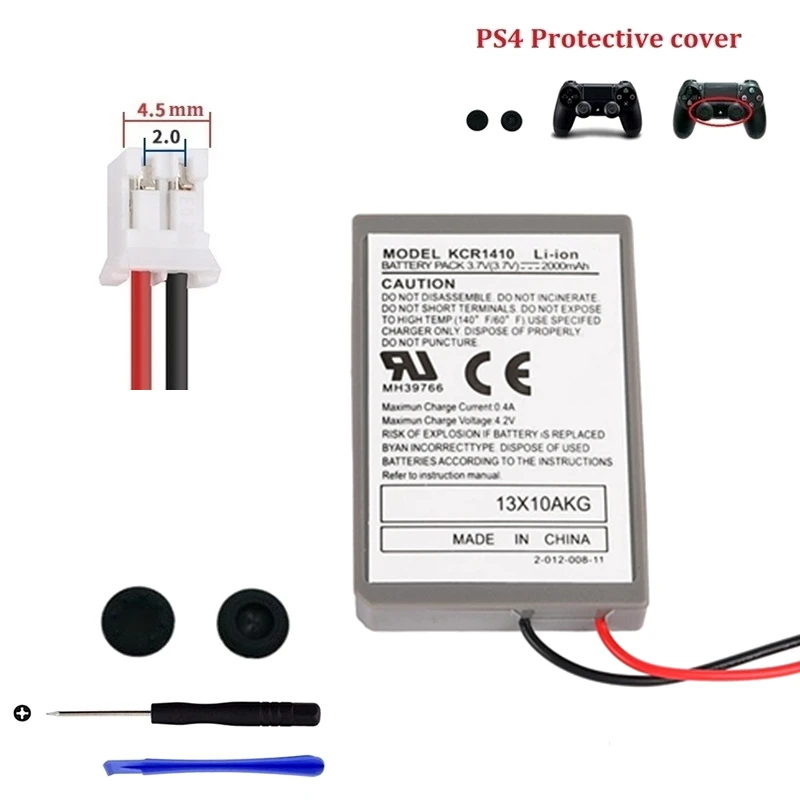 3,7 V 2000 mAh wiederaufladbarer Akku mit 4,5 mm Stecker für Sony PS4 CUH-ZCT1E / CUH-ZCT1U / CUH-ZCT1H Controller Playstation GamePad Image