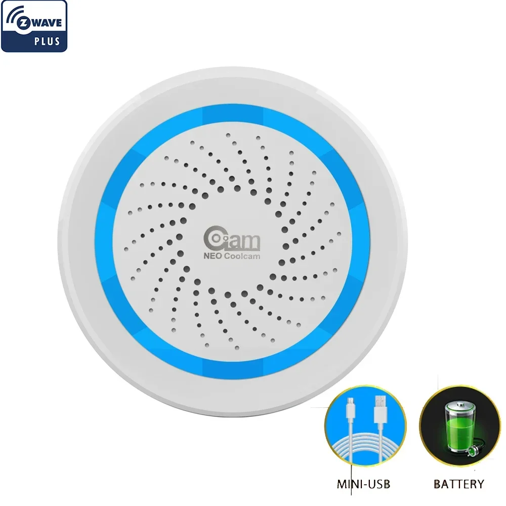 Z-wave Plus Wireless Home Automation, batteriebetrieben, kann auch mit USB-Sirenen-Alarmsensor aufgeladen werden Image