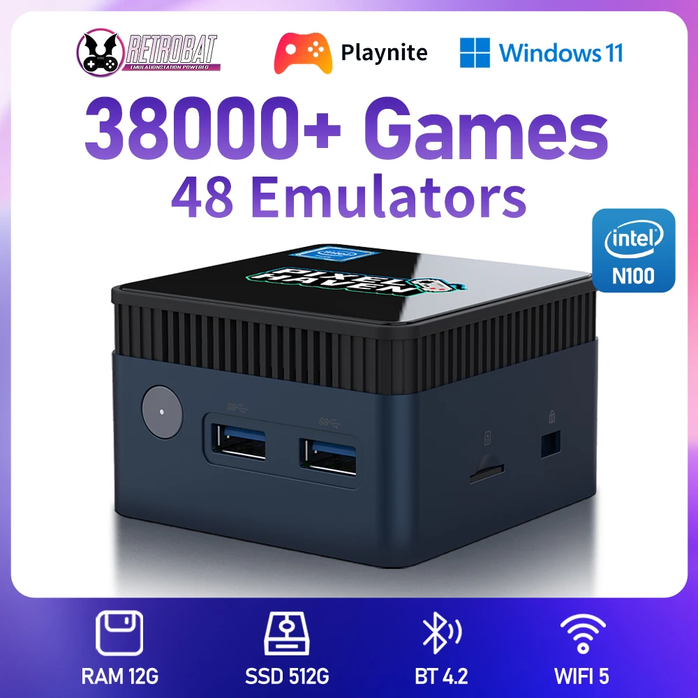 Spielkonsole/Mini-PC mit 38000+ Spielen mit N100/Windows 11 Plug&Play 48-Emulatoren für PS3/PS2/Wii/N64/NES/GBA/NDS 12G+512G PC