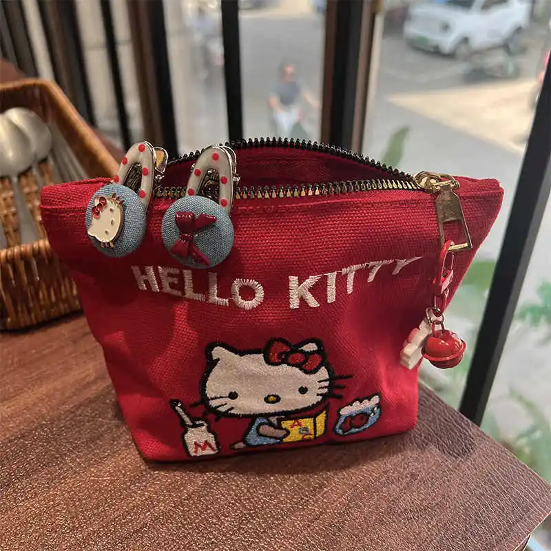 Hello Kitty Mini-Aufbewahrungstasche, Hello Kitty Anniversary Limited Edition, bestickte Geldbörse, tragbare Make-up-Tasche, Überraschungsgeschenk für Mädchen