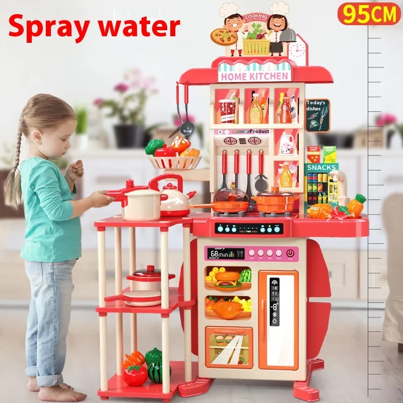 Simulateur de cuisine domestique pour enfants, ensemble de cuisine pour filles, Spray de cuisine, Table à manger, jouets, cadeaux de noël
