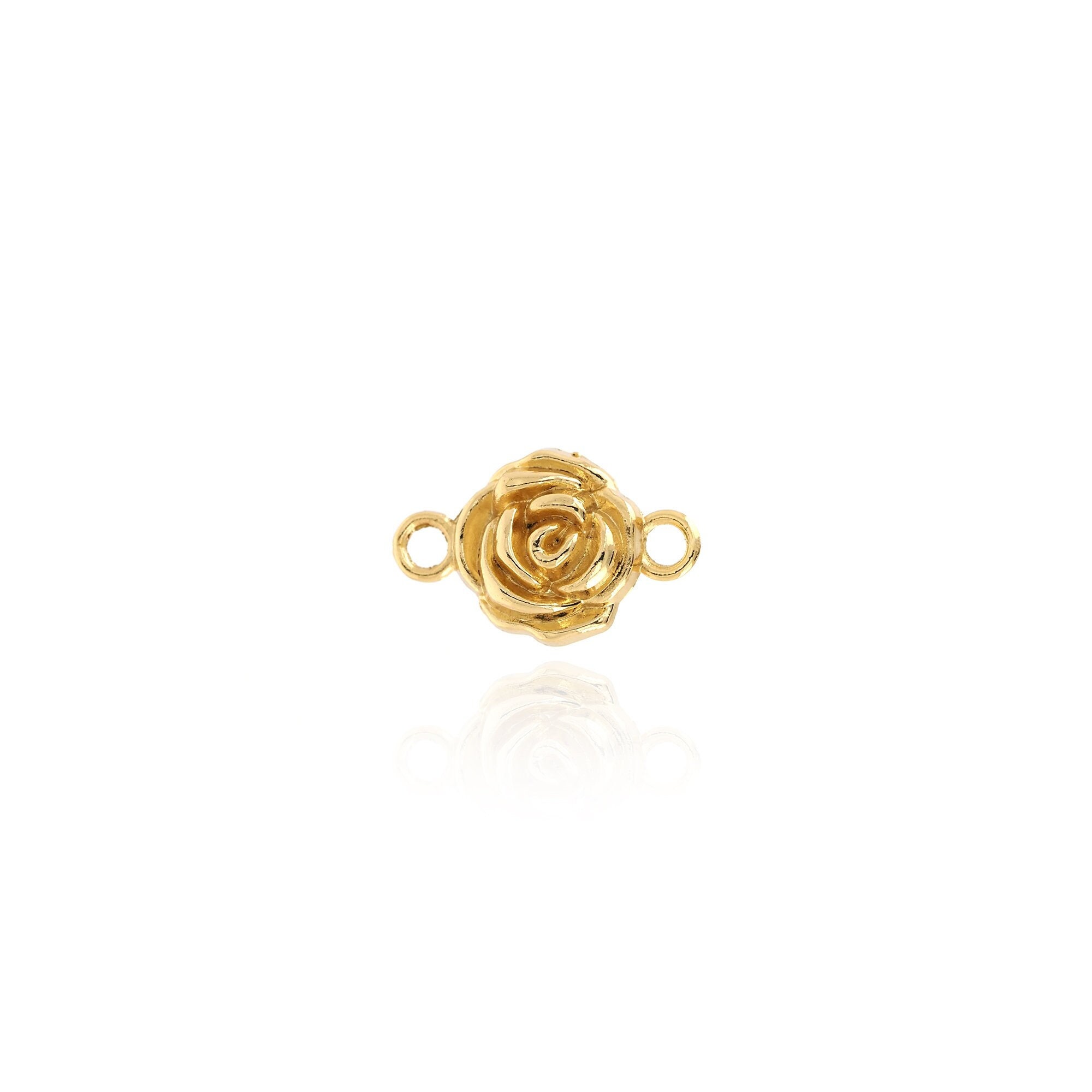 Ciondolo a forma di fiore riempito in oro 18 carati, connettore per piante, ciondolo connettore, connettore per fiori, maglie floreali per la creazion