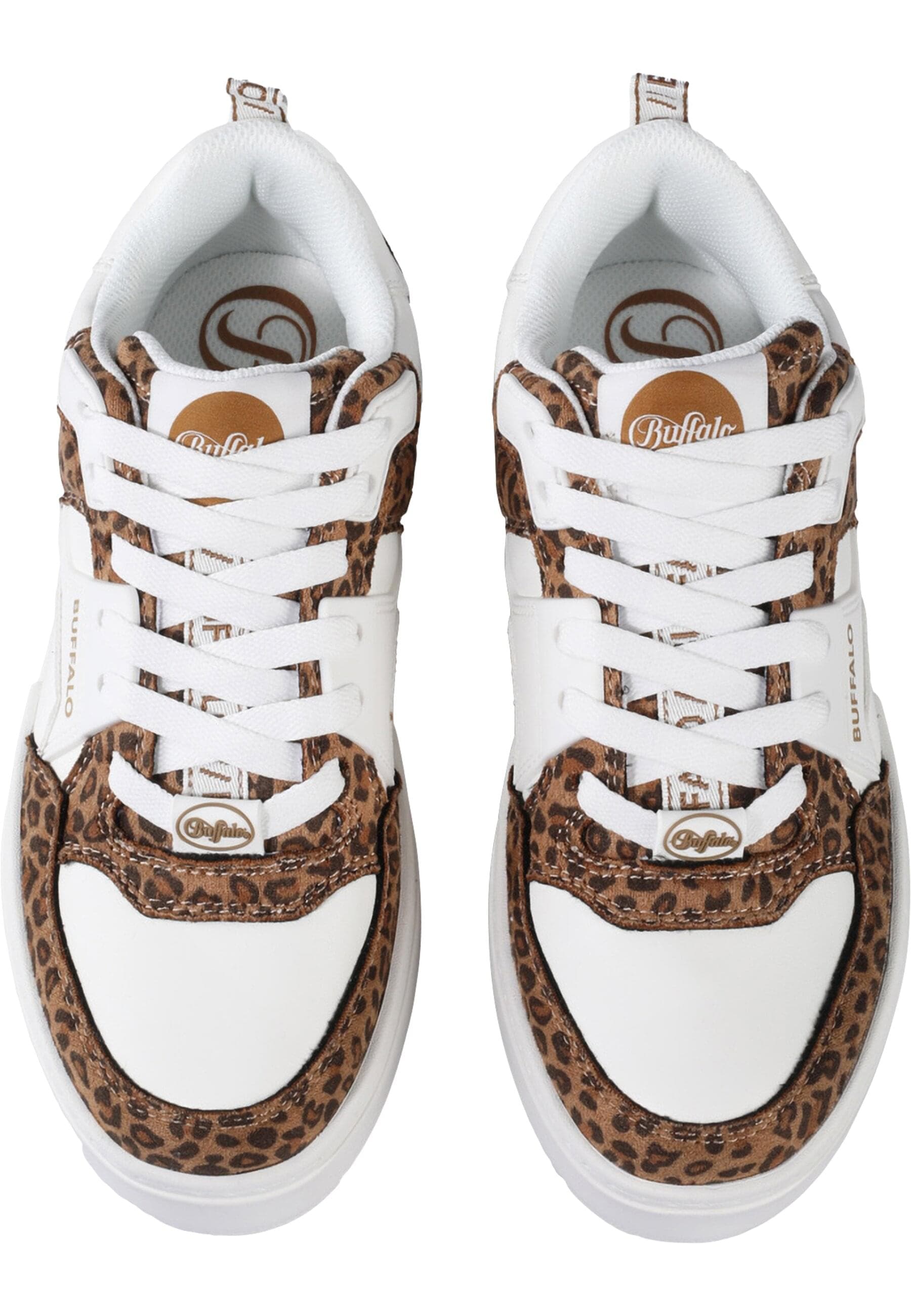 Trainingsschuh BUFFALO "Buffalo Rse V2 - Vegansuede/ Nappa", Damen, Gr. 37, weiß, braun leo, Kunstfaser, unifarben, Schuhe