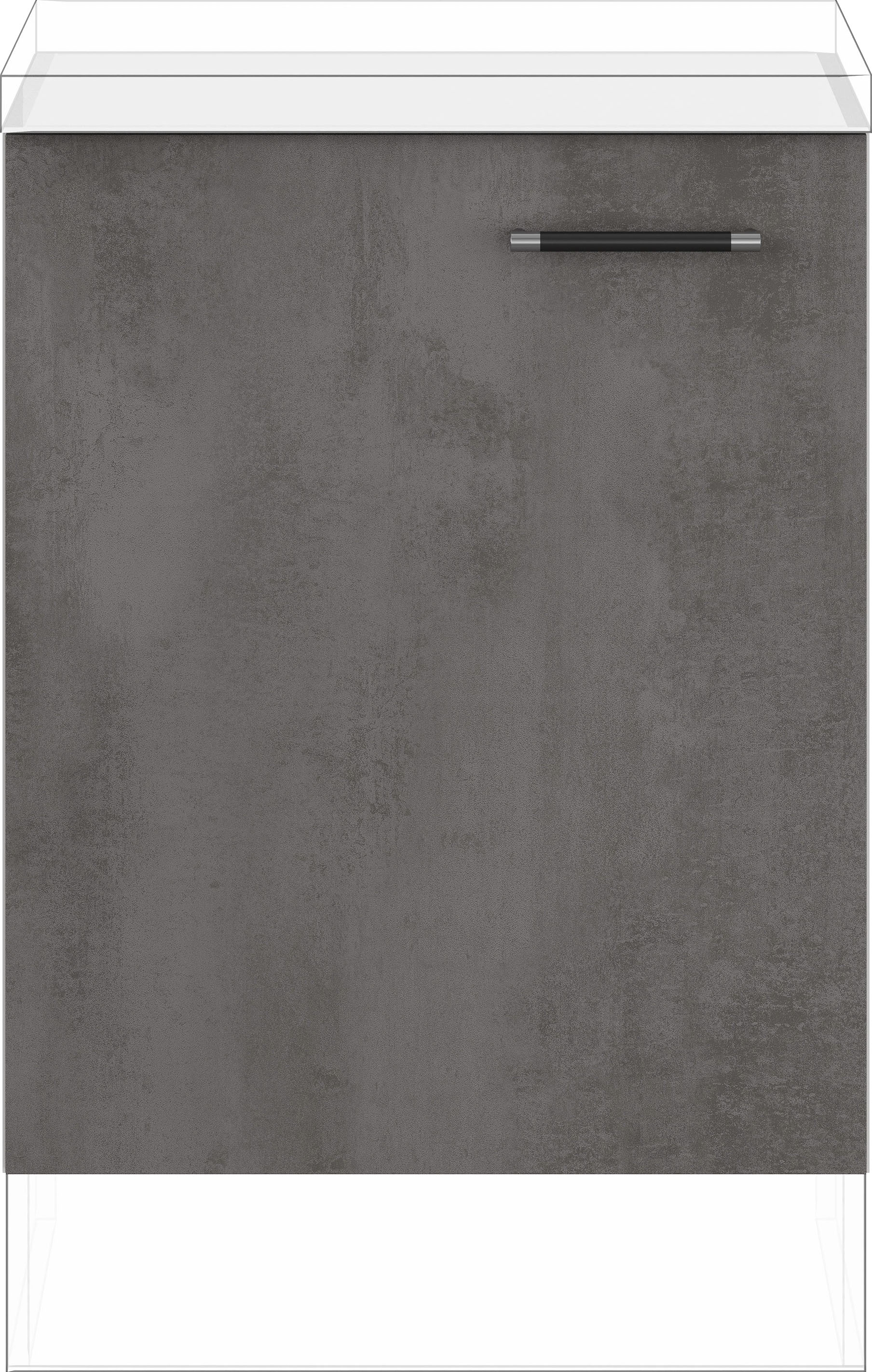 Spülenunterschrank IMPULS KÜCHEN ""Prag und Valencia", Breite/Höhe: 60/72,3 cm", grau (beton, optik schiefer dunkelgrau), B:60cm H:72,3cm T:57,6cm, Dekorfolie, Holzwerkstoff, Schränke, Küchenunterschrank, vormontiert, mit Soft-Close