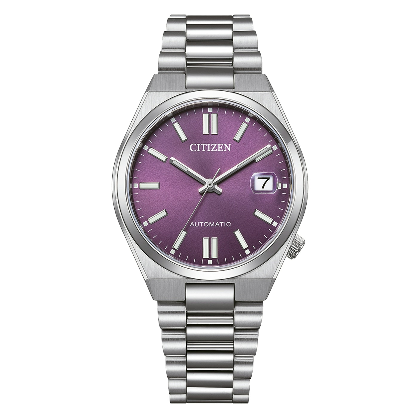 Automatikuhr CITIZEN "TSUYOSA 37 mm", silberfarben, violett, Armbanduhren, Damen, Automatikuhr, Armbanduhr, Damenuhr, Mechanische Uhr, Edelstahlarmband, analog
