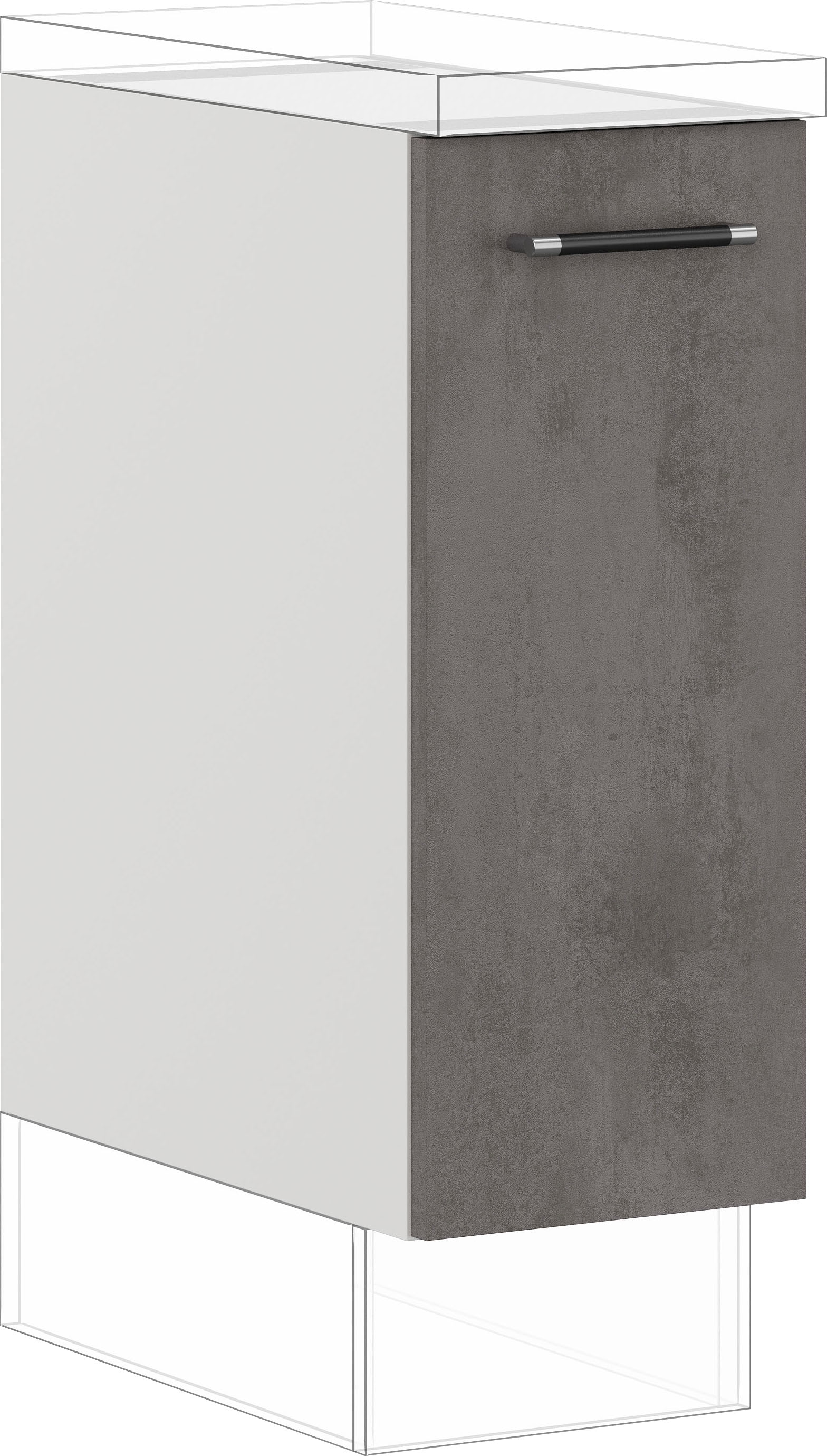 Auszugsunterschrank IMPULS KÜCHEN ""Prag und Valencia", Breite/Höhe: 30/72,3 cm, mit Soft-Close", grau (beton, optik schiefer dunkelgrau), B:30cm H:72,3cm T:57,6cm, Dekorfolie, Holzwerkstoff, Schränke, Küchenunterschrank, vormontiert, mit Soft-Close