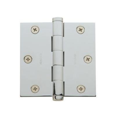Baldwin 1035260I Polished Chrome General Hardware 3.5" x 3.5" Solid Brass Full Mortise Hinge with Sq