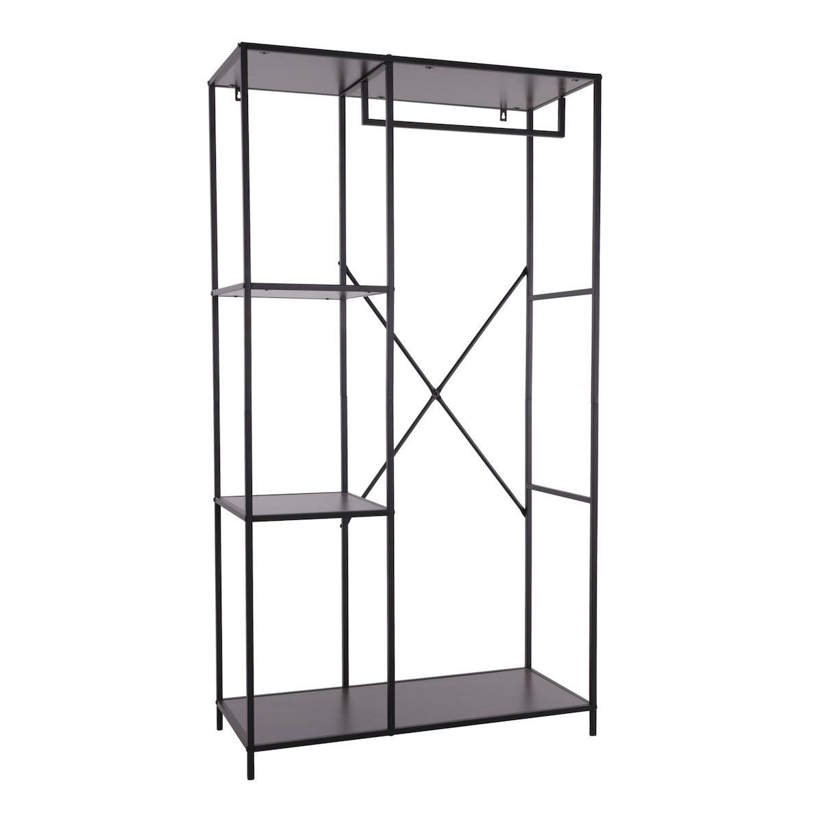 WellHome - Schwarzes Wandregal aus Metall, 90 x 40 x 16,65 cm Image