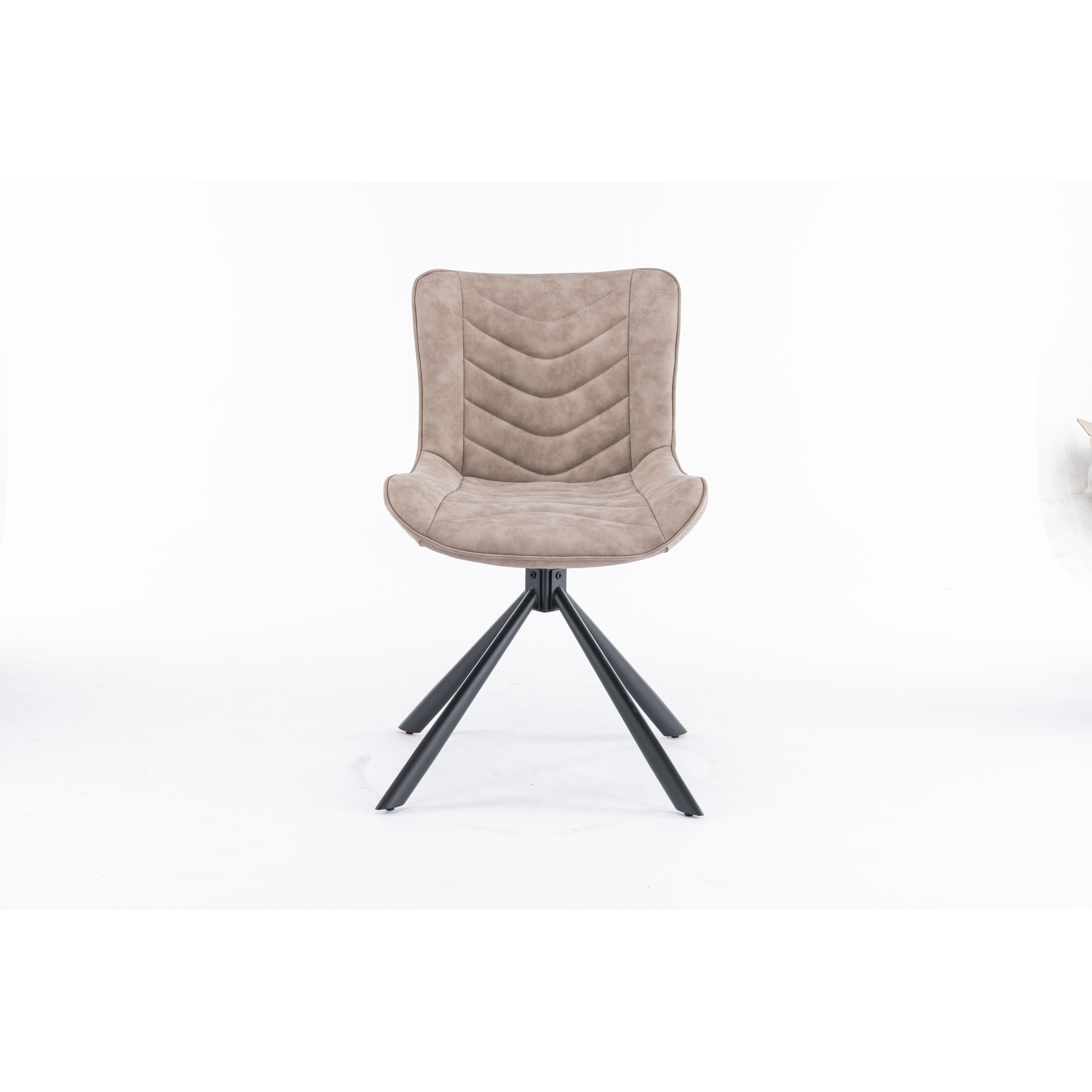 Modern Tufted Wingback Dining Chair(Set of 2),Swivel Leather Upholstered Chair with Metal Legs,Adjustable Rotating Accent Chair