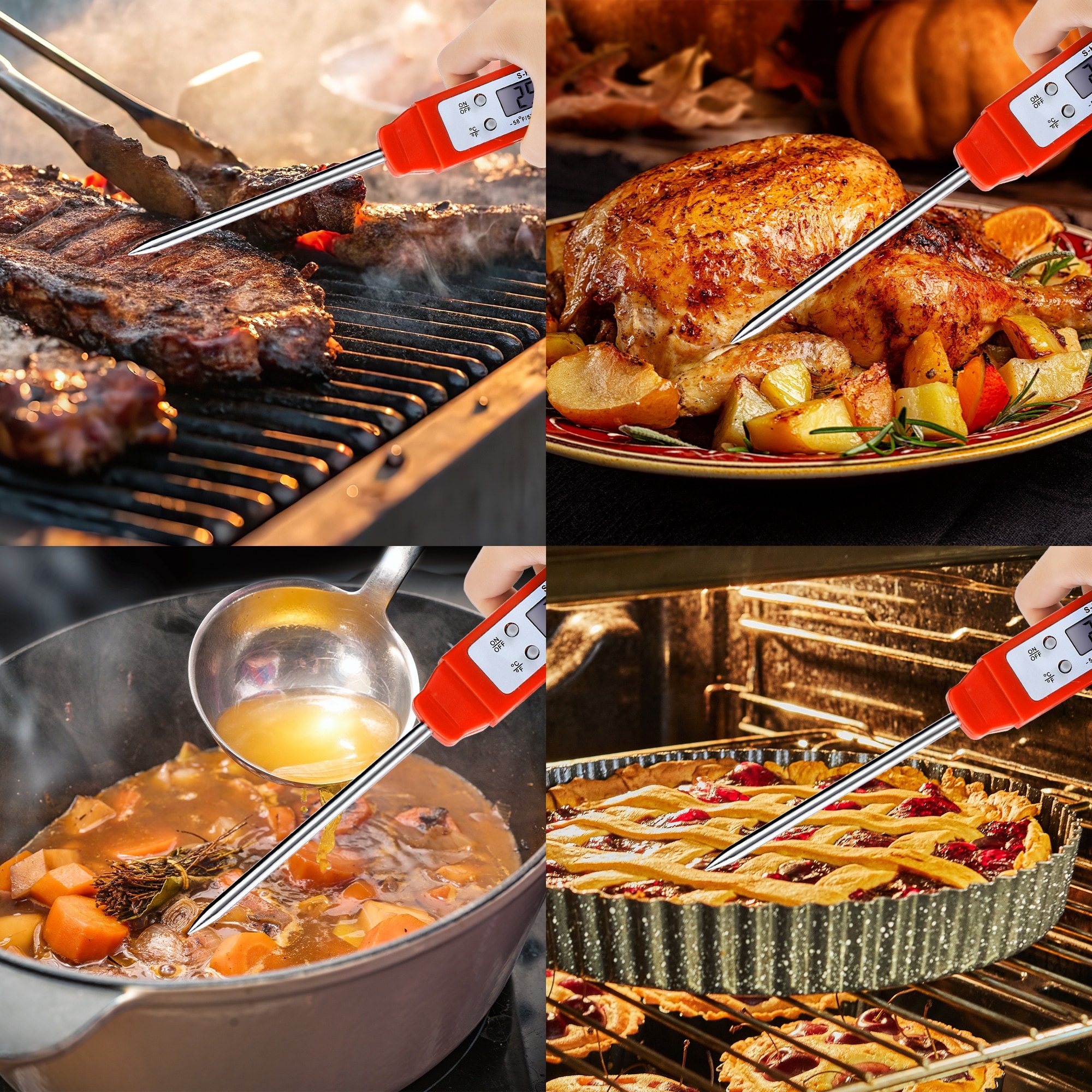 Digital Meat Thermometer, Instant Read Food Thermometer with Protective Case, Cooking Thermometer for Turkey, and Beef