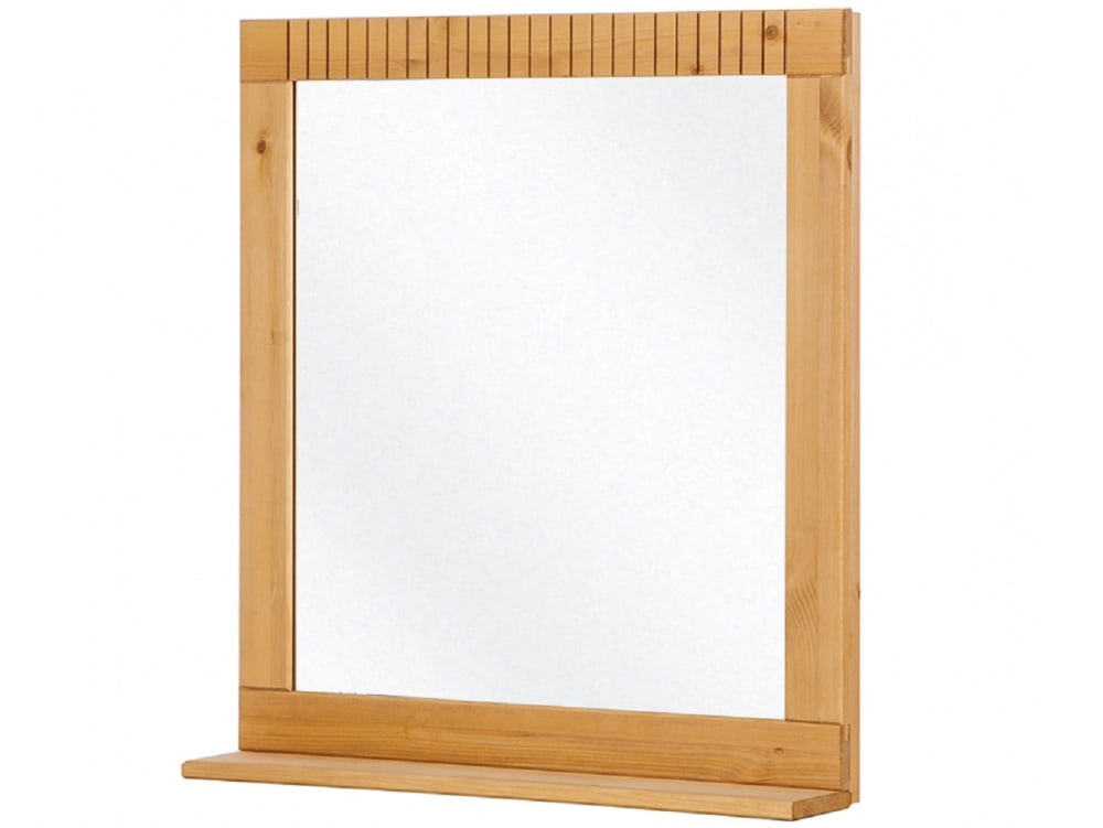 Miroir mural de salle de bain avec étagère en pin