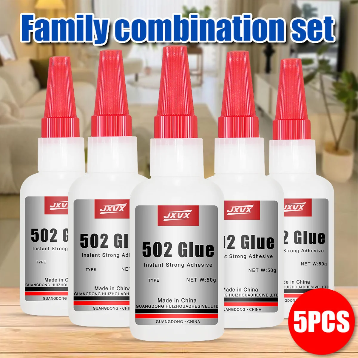 JXVX 50 g Großpackung 502 Superkleber, Cyanacrylat-Klebstoff, schnell trocknender Cyanacrylat-Klebstoff, Leder, Gummi, Glas, Holz, Metall, Flüssigkleber, superstarker Klebstoff 502