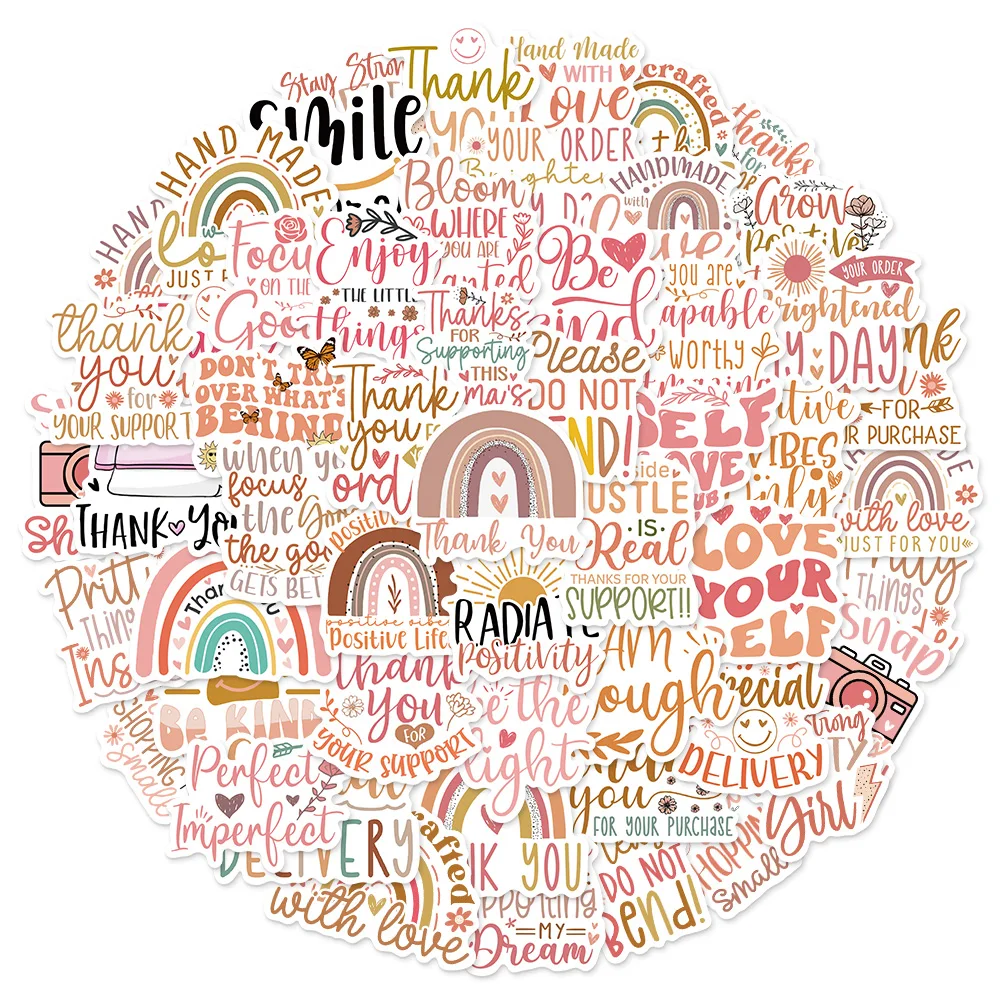 50 Stück Boho Thank You Fun Aufkleber DIY Gepäck Skateboard Motorrad Notebook dekorative Aufkleber Image