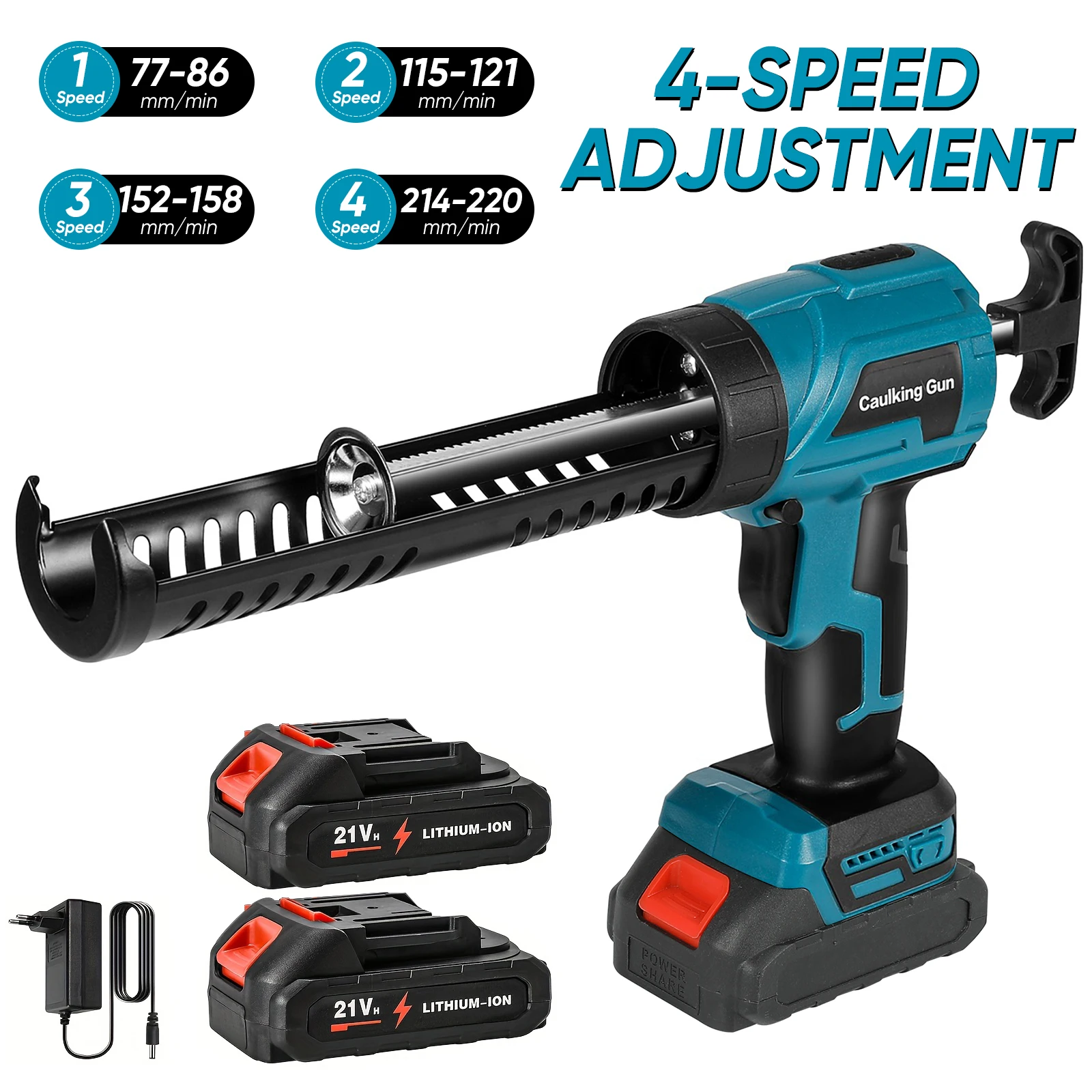 Kabellose elektrische Kartuschenpistole, Glasklebepistole, 4 Geschwindigkeiten, Türen und Fenster, Schaukelkleber, Bauwerkzeuge für Makita 18 V Akku Image