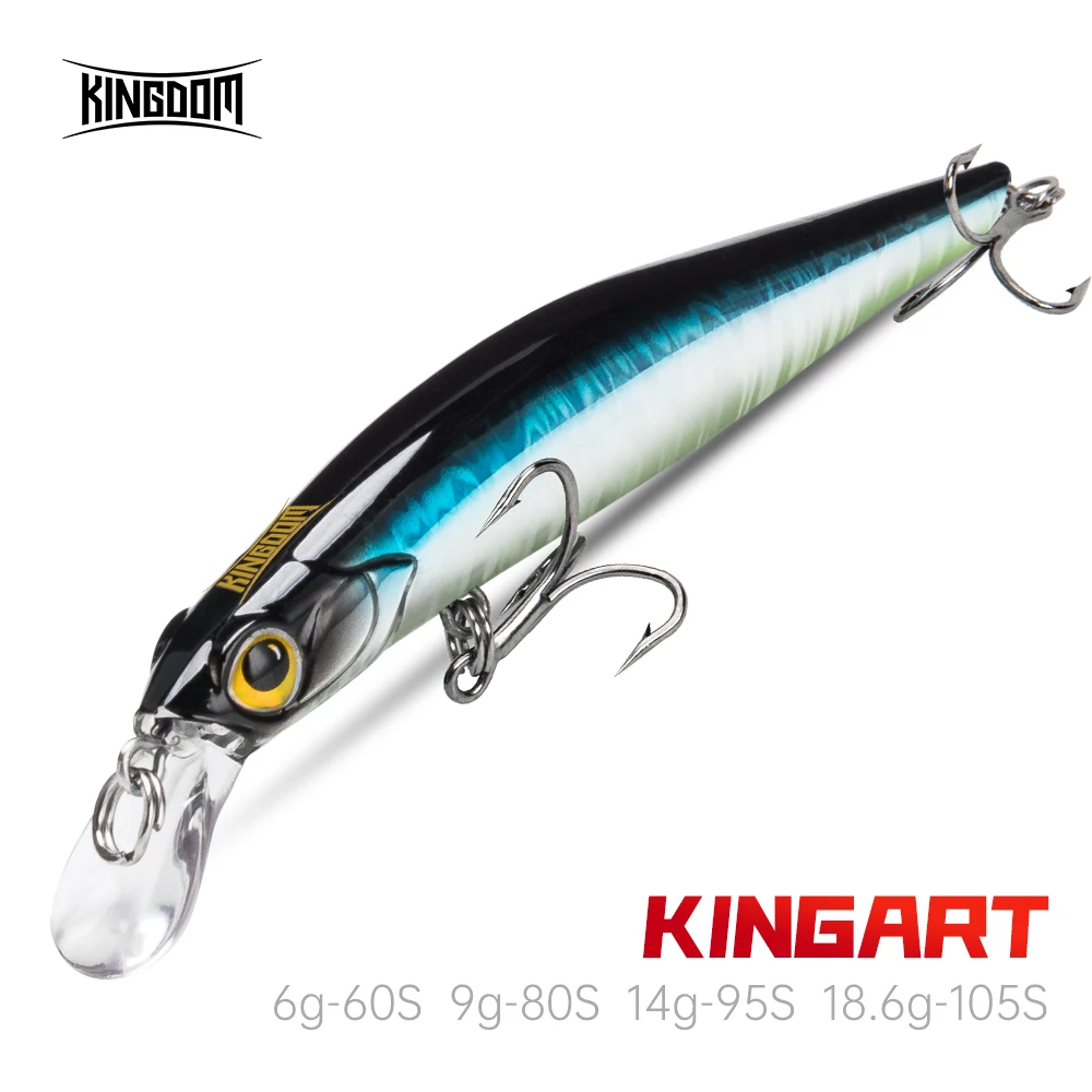 Kingdom Kingart Sinking Minnow Angelköder 6g 9g 14g 18,6g Jerkbaits ​ ​ Lebensechte Action-Wobbler, leise, harte Köder, Wolfsbarsch Image