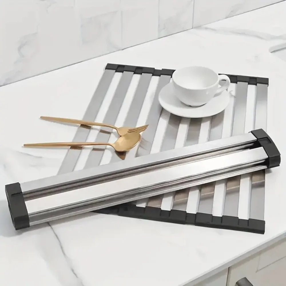 Scarico per lavello da cucina in acciaio inossidabile 304 Scaffale pieghevole per scolapiatti Scaffale per lavello Ciotola e portaoggetti per piatti Scaffale per asciugatura