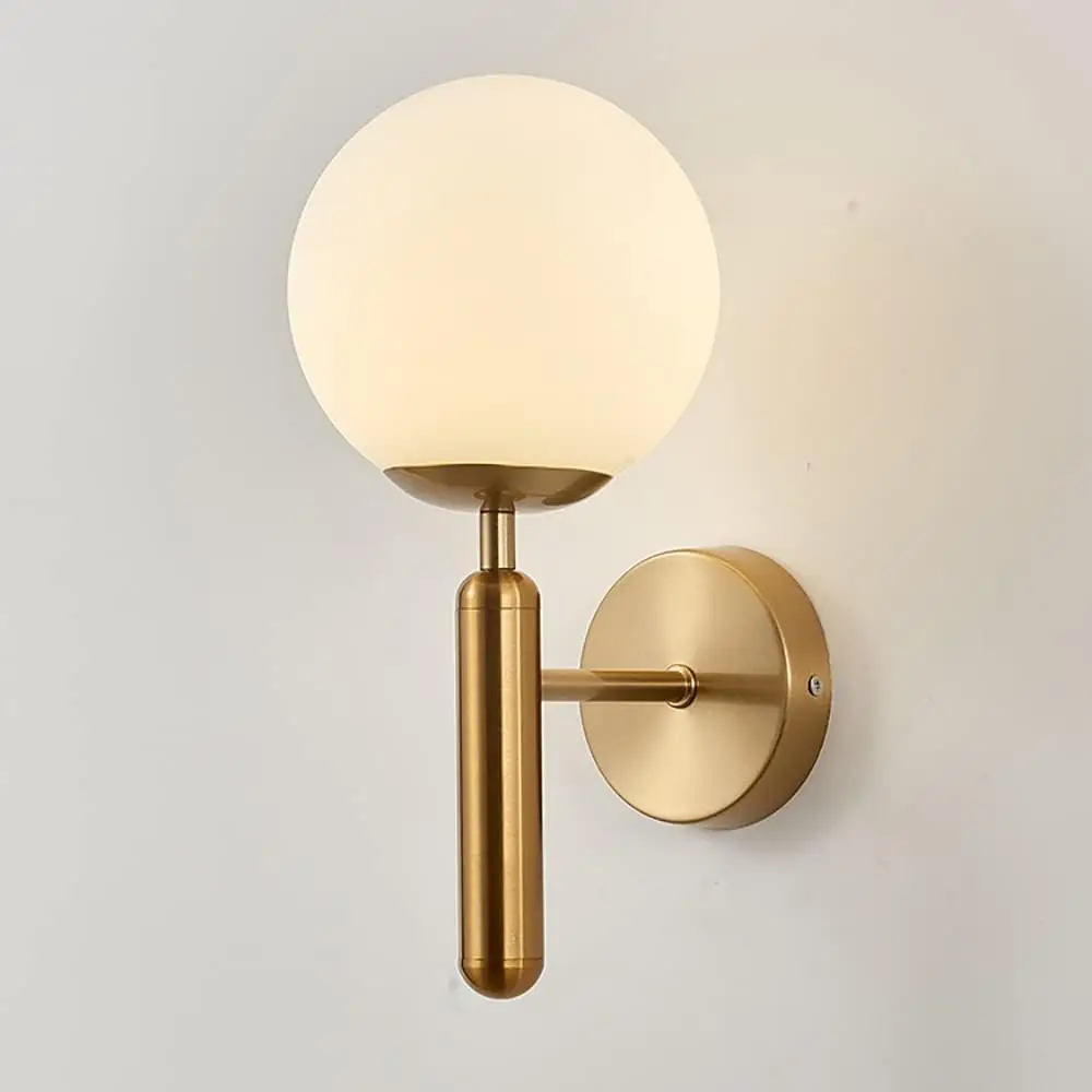 Glaskugel-Wandleuchte, Mid-Century-Wandleuchte aus Messing, moderne goldene Wandleuchte für Schlafzimmer, Flur (Glühbirne nicht im Lieferumfang enthalten)