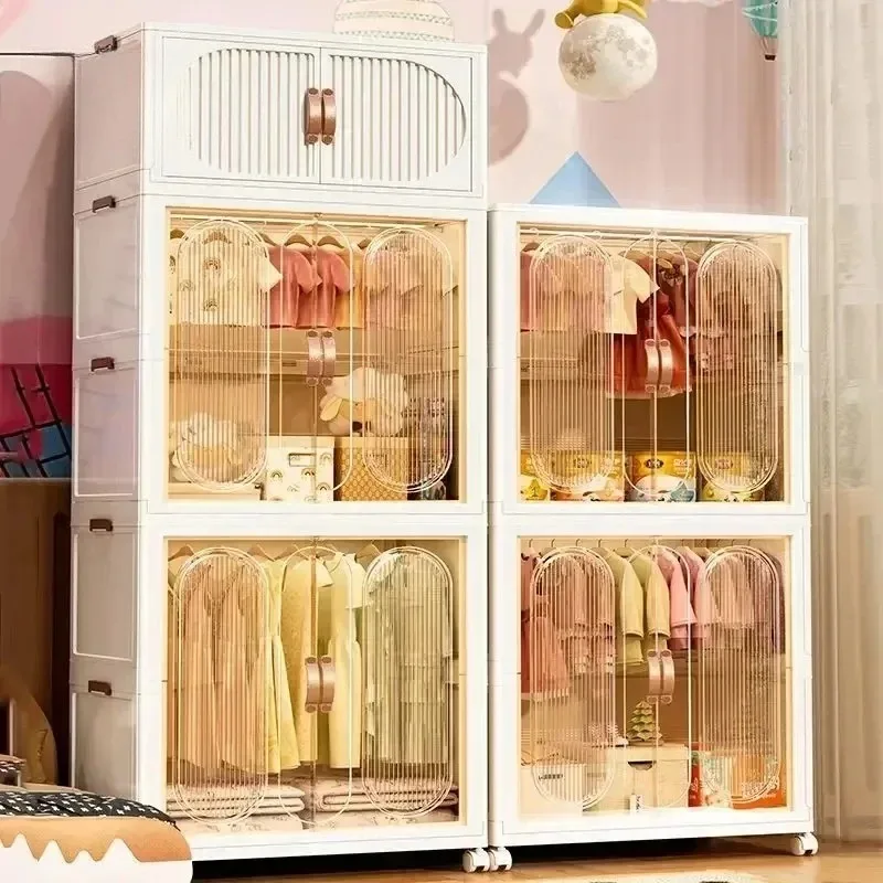 Kinder Kleiderschrank Schlafzimmer Schrank Schrank Baby Lagerung Box Spielzeug Kleidung Organizer Spind Falten Sortierung Partition Kleiderschrank