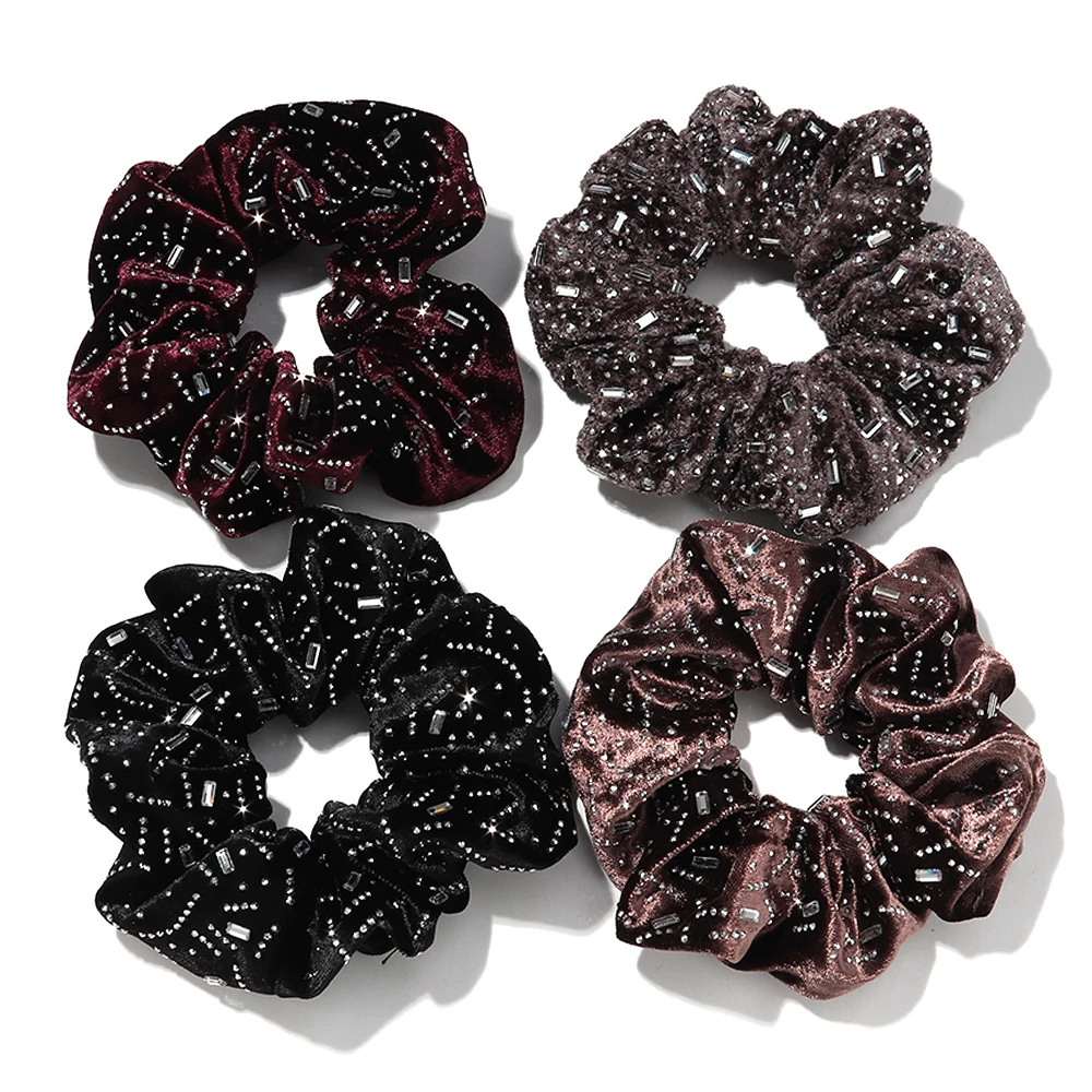 Luxus Strass Samt Haargummi Breite Stirnbänder für Frauen Elegante Mode Elastische Großen Kopf Seil Dame Haar Zubehör Geschenke Image