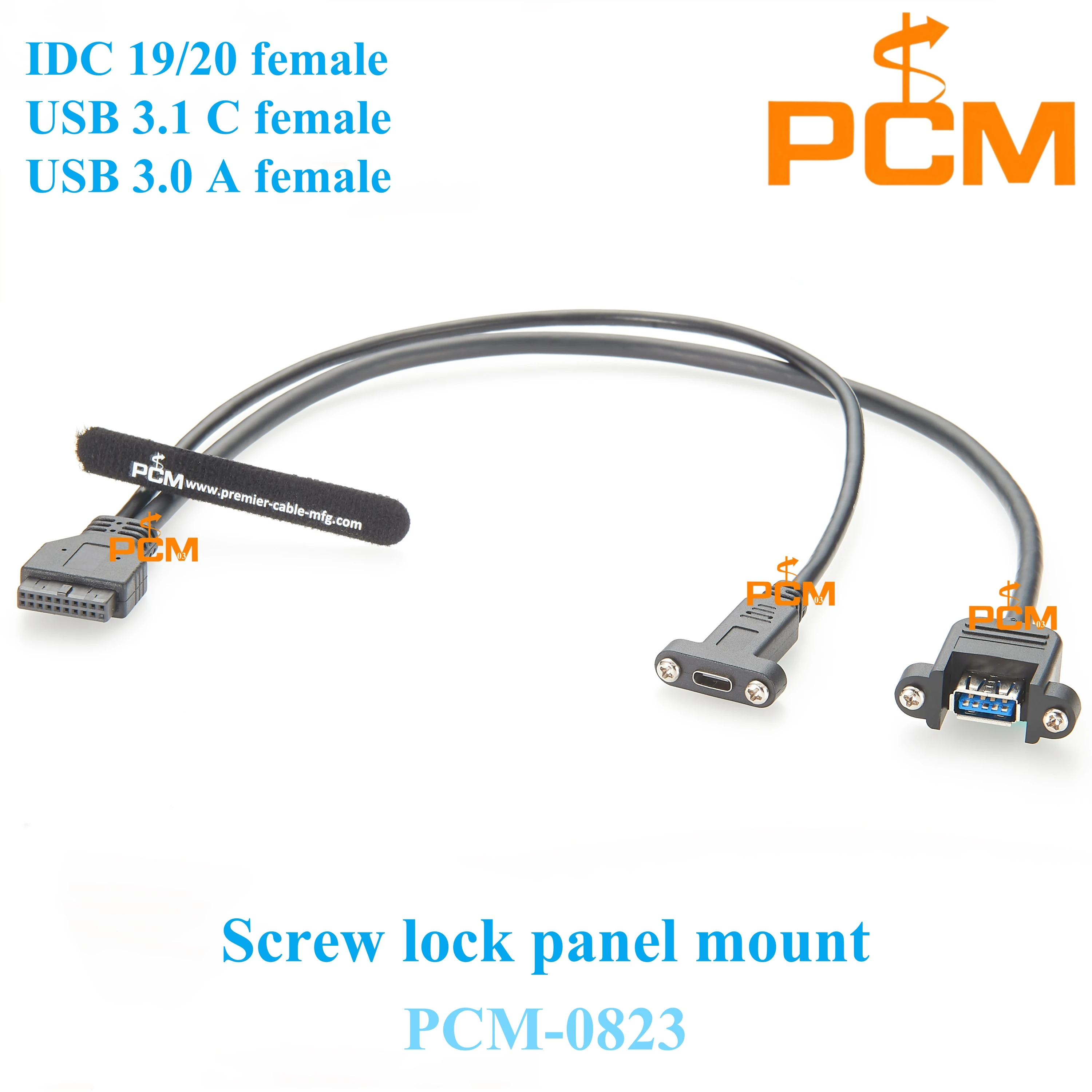 2 Stück internes Motherboard IDC 20Pin Header auf USB 3.0 A und USB 3.1 C Buchse Schraubverschluss Panel Mount Verlängerungskabel Image