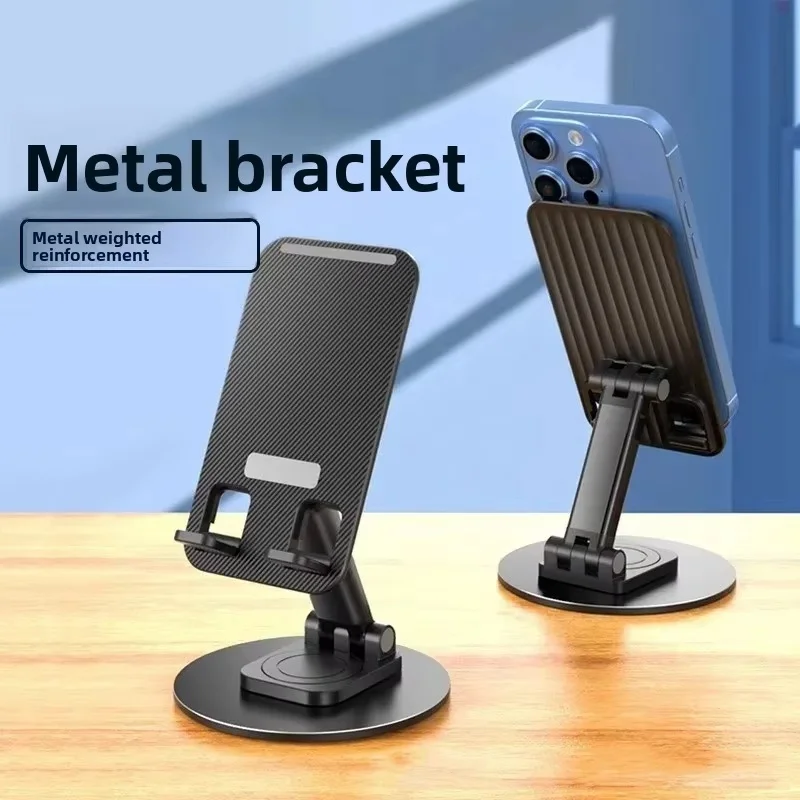 Universeller Telefonständer, Schreibtisch, 360 Grad drehbar, mehrfach winkelförmig, rutschfest, Metallbasis, faltbarer Halter für iPhone, Samsung, Xiaomi, Huawei Image