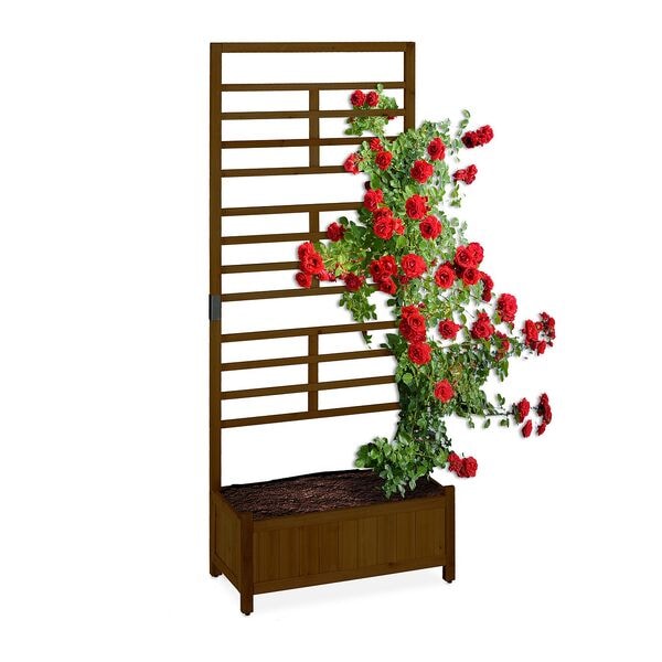 relaxdays Pflanzkasten mit Spalierwand 171 x 71,5 x 32 cm braun Image